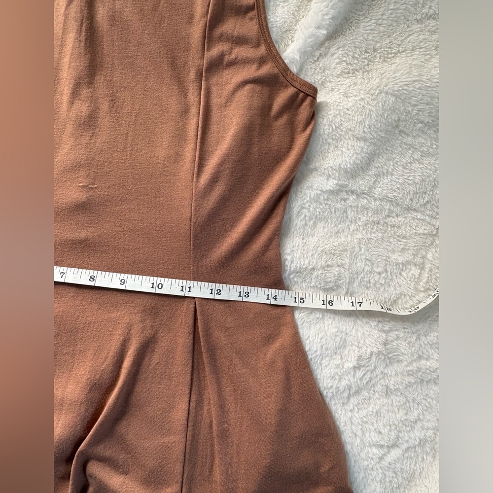 Terracotta Tan Sleeveless Button Front Pockets Maxi Dress, Sz: Small - Picture 7 of 10